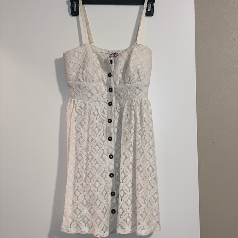 White lace button up dress